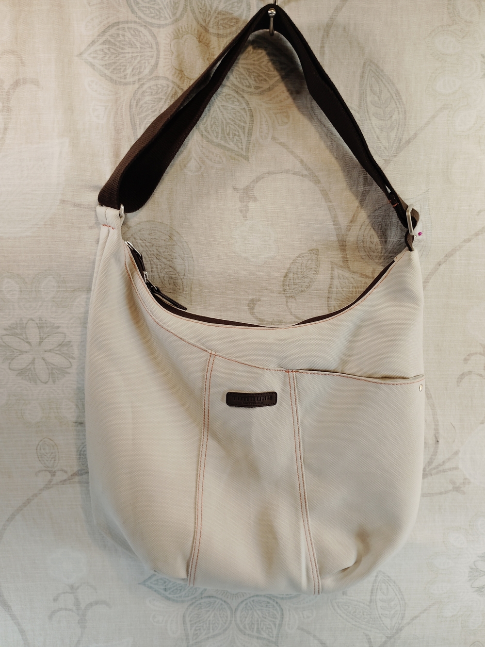Timbuk2 Cream Crossbody Hobo with Brown Strap